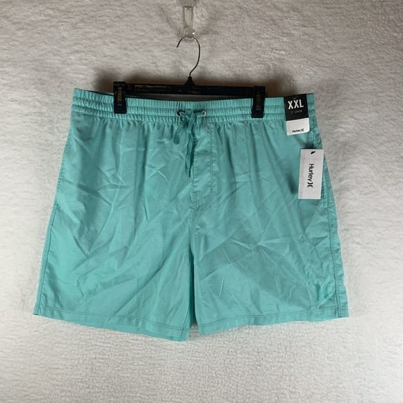 Hurley Shorts Mens‎ 2XL Aqua Polyester O&O Crossdye 17" Volley Drawstring 7252